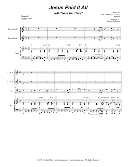 Jesus Paid It All With Were You There For Brass Quartet Page 2