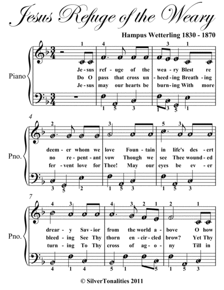 Jesus Refuge Of The Wearing Easy Piano Sheet Music Page 2