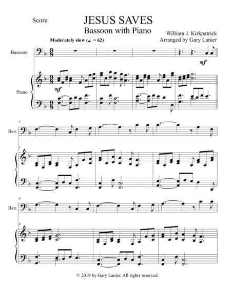 Jesus Saves Bassoon With Piano Score Part Included Page 2