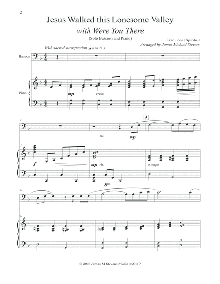 Jesus Walked This Lonesome Valley With Were You There Bassoon Piano Page 2