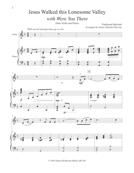 Jesus Walked This Lonesome Valley With Were You There Violin Piano Page 2