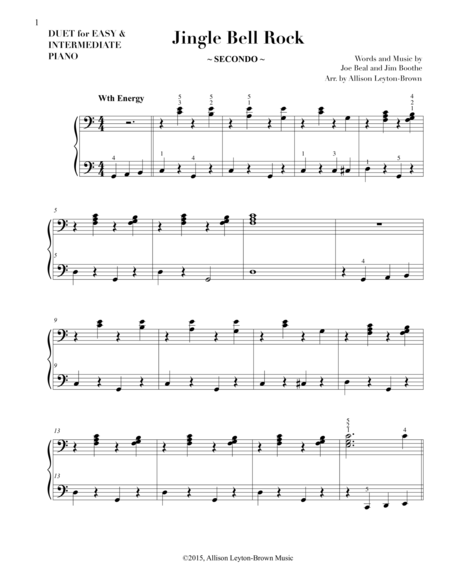 Jingle Bell Rock Fun Duet For Easy Intermediate Piano Page 2