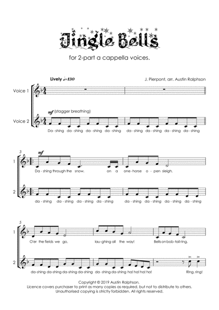 Jingle Bells A Cappella Easy 2 Part Voices For Junior Choir Page 2