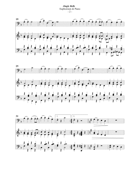 Jingle Bells For Euphonium Piano Page 2