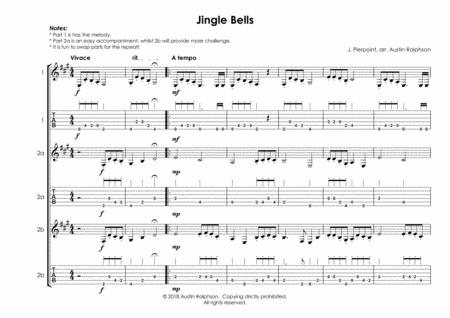 Jingle Bells Guitar Duet Easy Intermediate Level Page 2