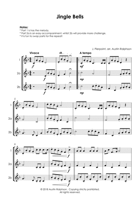 Jingle Bells Horn In F Duet Easy Intermediate Level Page 2