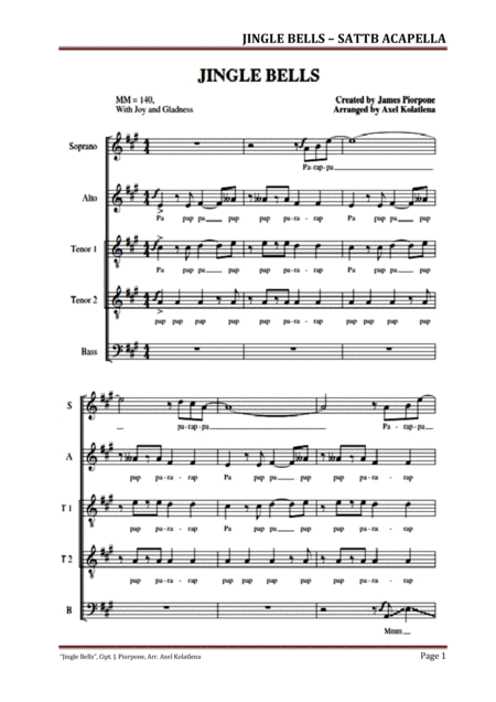 Jingle Bells Sattb Arrangement By Axel Kolatlena Page 2