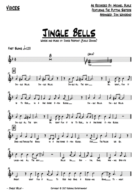 Jingle Bells Swing Chart Male Vocal 3 Female Bvs 2 Horns 5 Rhythm Page 2