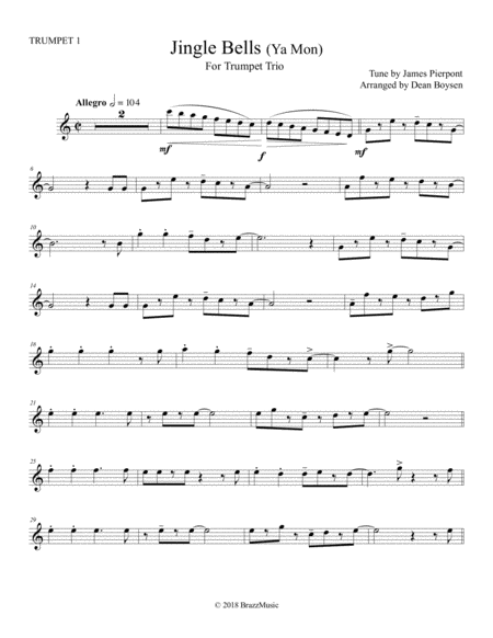 Jingle Bells Ya Mon For Trumpet Trio Page 2