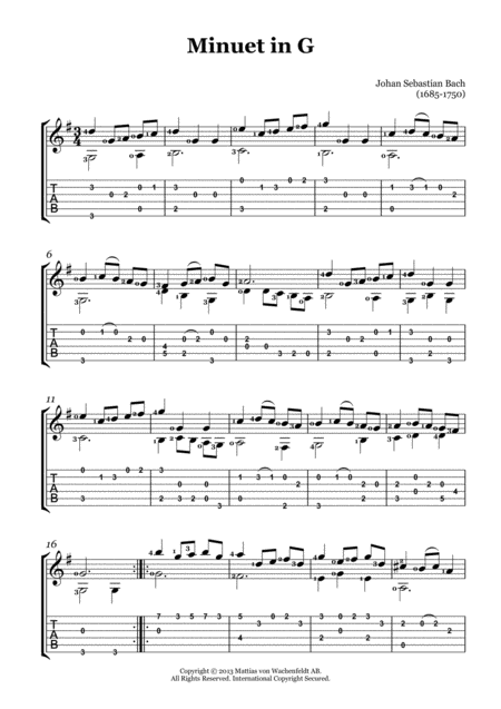 Johan Sebastian Bach Minuet In G Guitar Page 2