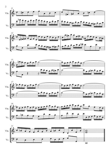 Johann Sebastian Bach Invention No 1 Violin And Violoncello Duet Page 2