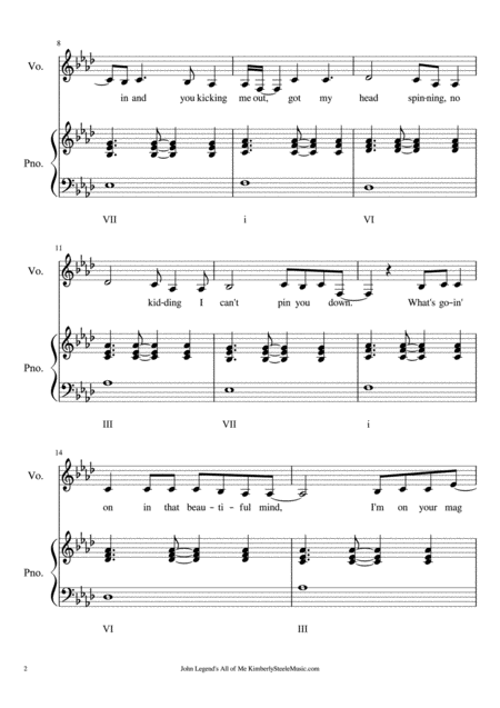 John Legends All Of Me For Voice And Early Intermediate Piano Page 2