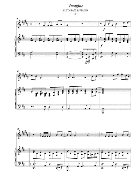 John Lennon Imagine For Alto Sax Piano Page 2