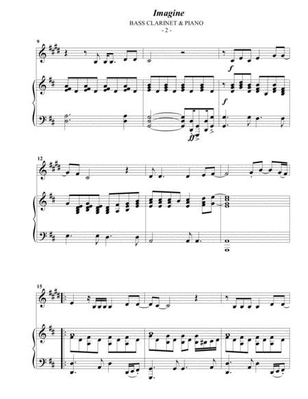 John Lennon Imagine For Bass Clarinet Piano Page 2