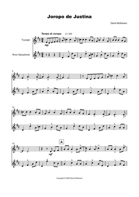 Joropo De Justina For Trumpet And Tenor Saxophone Duet Page 2