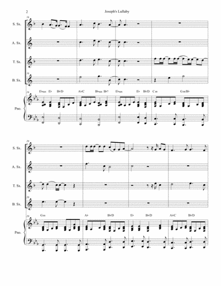 Josephs Lullaby For Saxophone Quartet Page 2