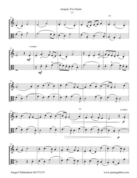 Josquin Five Duets For Violin Viola Page 2