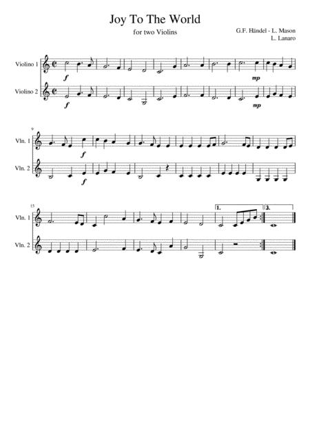 Joy To The World Easy Violin Duet Page 2