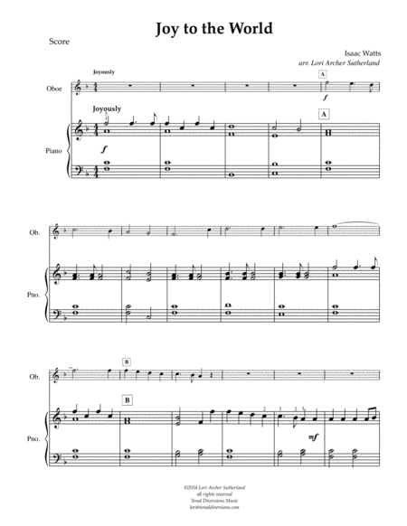 Joy To The World For Beginner Oboe Piano Page 2