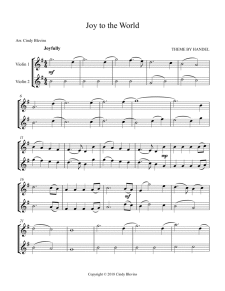 Joy To The World For Violin Duet Page 2