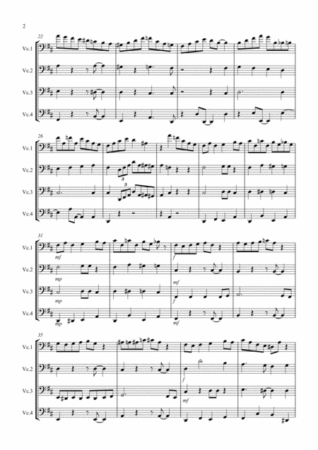 Joy To The World Jazzy Style For Cello Quartet Page 2