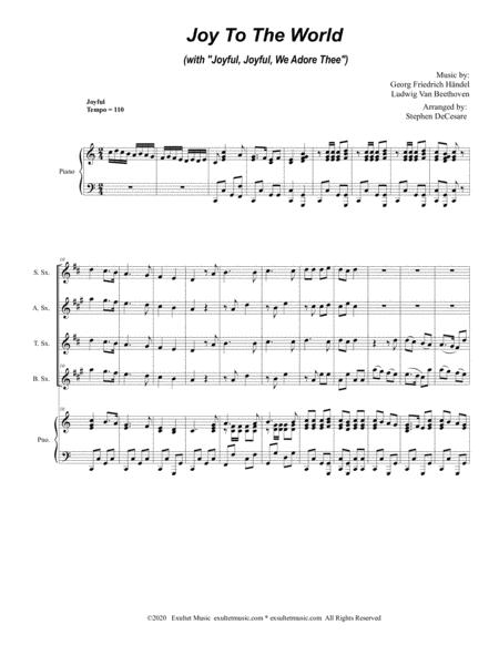 Joy To The World With Joyful Joyful We Adore Thee For Saxophone Quartet And Piano Page 2