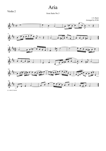 Js Bach Aria From Suite No 3 For String Quartet Cb204 Page 2