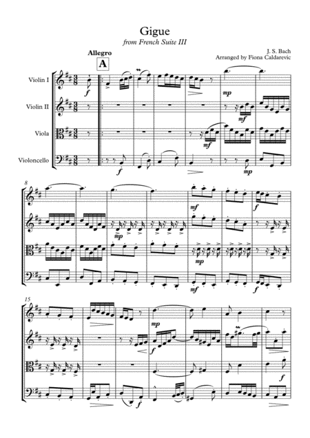 Js Bach Gigue From French Suite Iii For String Quartet Page 2