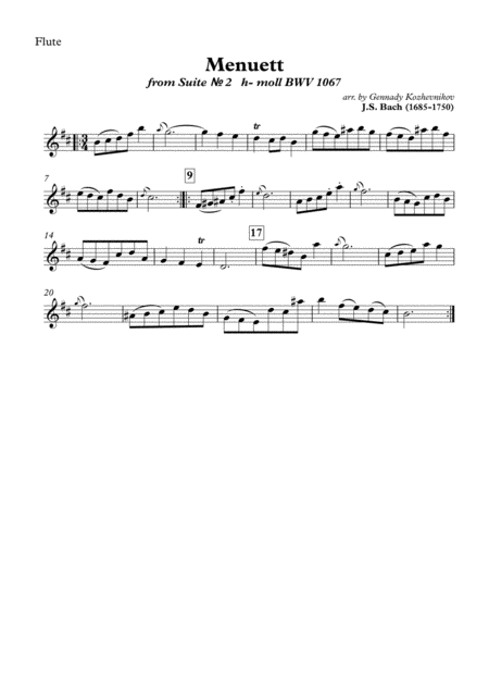 Js Bach Menuet From Suite 2 H Moll Bwv 1067 Page 2