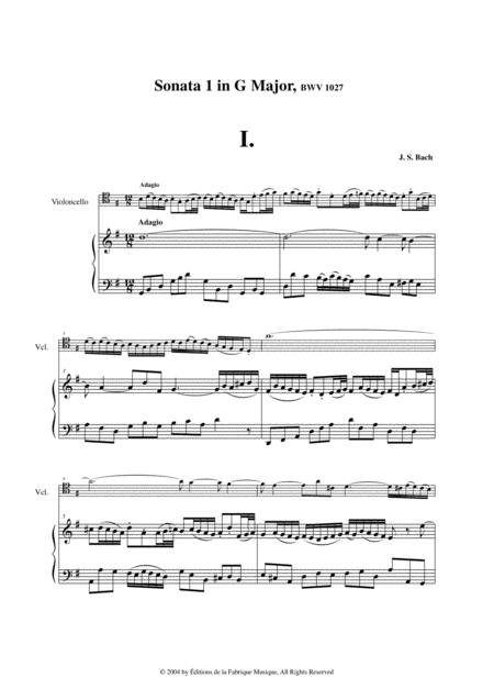 Js Bach Viola Da Gamba Sonata No 1 In G Major Bwv 1027 For Cello And Piano Page 2