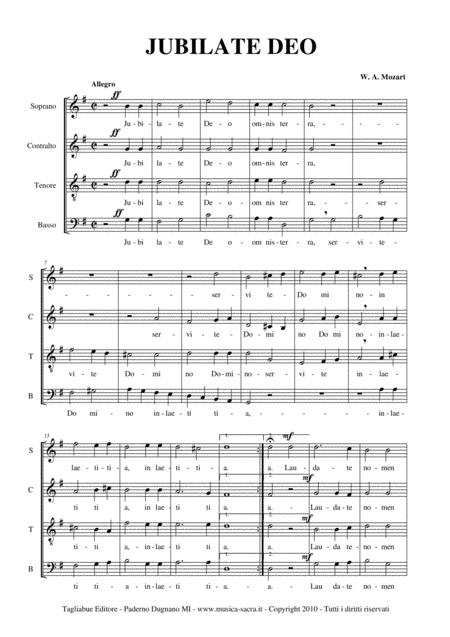 Jubilate Deo For Satb Choir W A Mozart Page 2