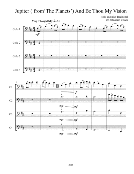 Jupiter From The Planets And Be Thou My Vision For Cello Quartet Page 2