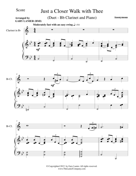 Just A Closer Walk With Thee Duet Bb Clarinet And Piano Score And Parts Page 2