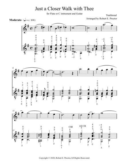 Just A Closer Walk With Thee For Flute Or C Instrument And Guitar Page 2