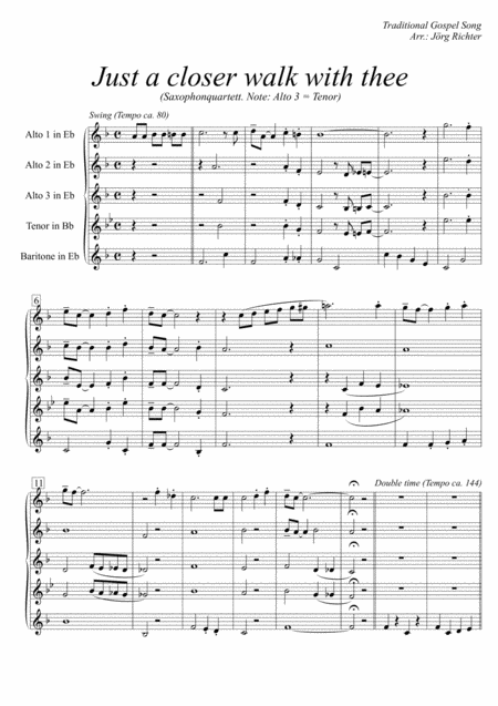 Just A Closer Walk With Thee For Saxophone Quartet Page 2