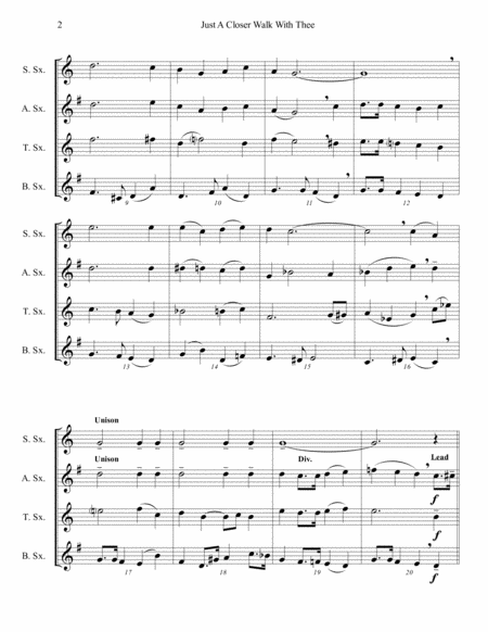 Just A Closer Walk With Thee Saxophone Quartet Jazz Funeral Style Satb Or Aatb Page 2