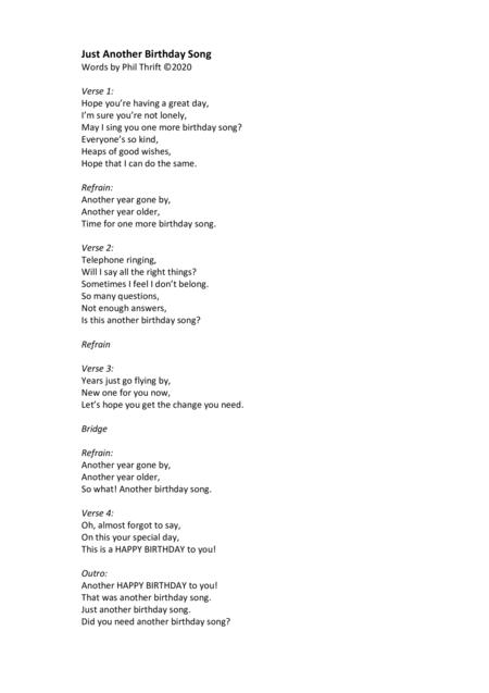 Just Another Birthday Song Page 2