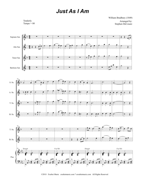 Just As I Am For Saxophone Quartet And Piano Page 2