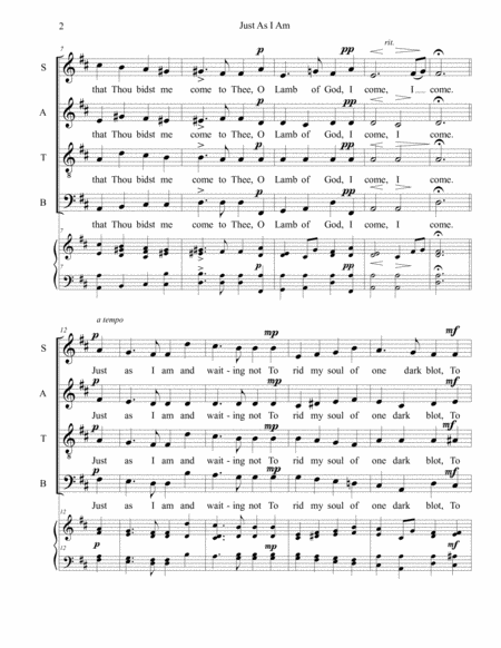 Just As I Am Hymn Anthem Page 2