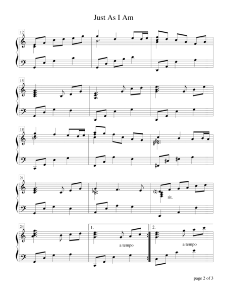 Just As I Am Piano Solo Page 2