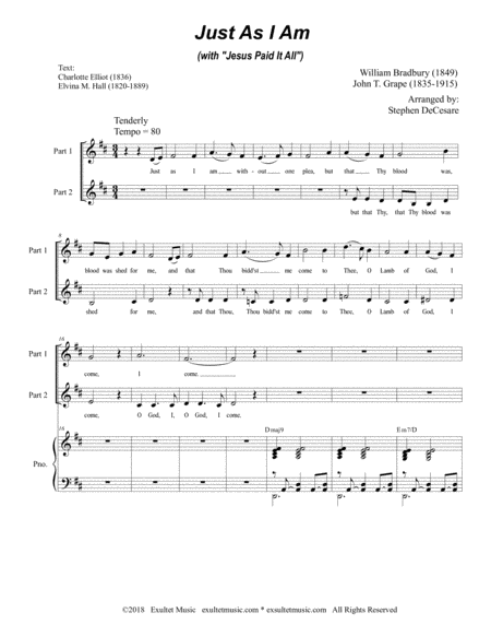 Just As I Am With Jesus Paid It All For 2 Part Choir Page 2