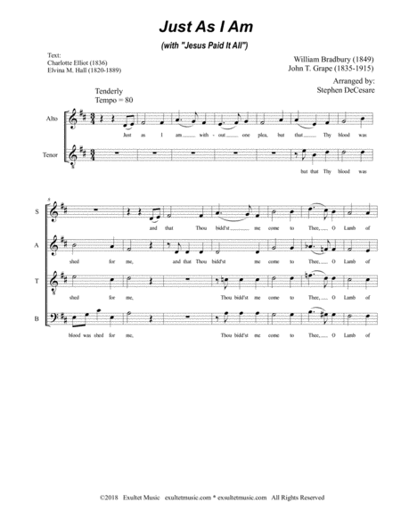 Just As I Am With Jesus Paid It All For Satb Page 2