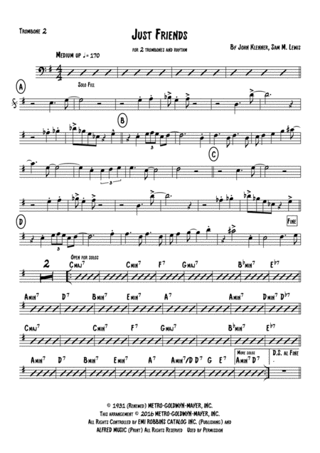 Just Friends For Two Trombone And Rhythm Section Page 2