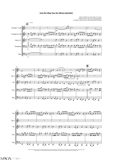 Just The Way You Are For Brass Quintet Page 2