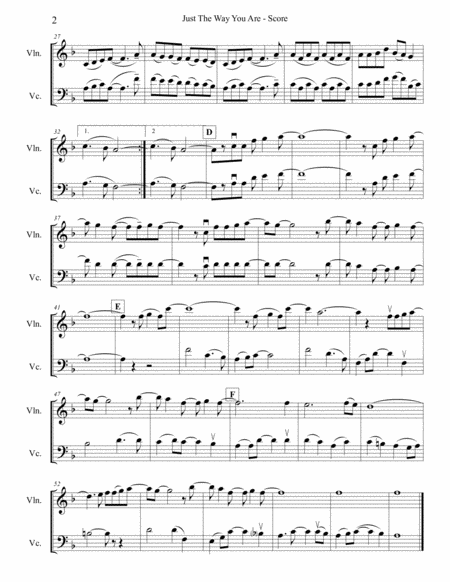 Just The Way You Are For Violin And Cello Page 2