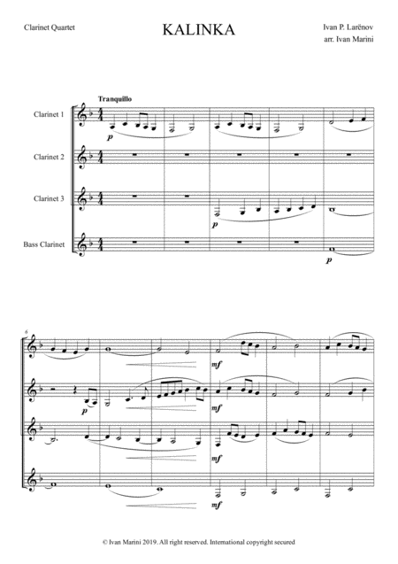 Kalinka For Clarinet Quartet Page 2