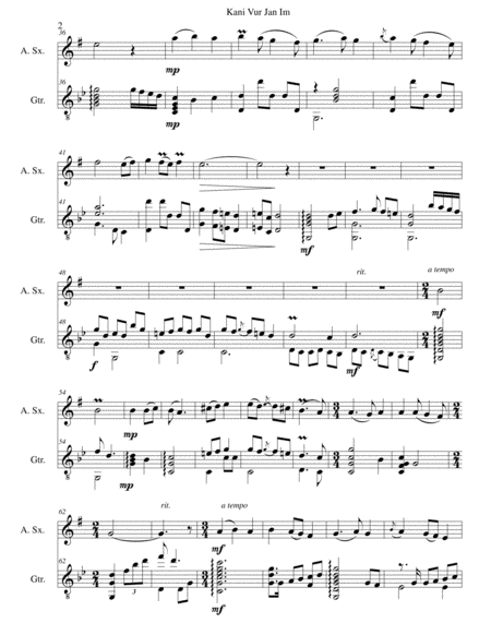 Kani Vur Jan Im As Long As I Live Arranged For Alto Saxophone And Classical Guitar Page 2