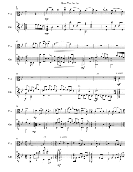 Kani Vur Jan Im As Long As I Live Arranged For Viola And Classical Guitar Page 2