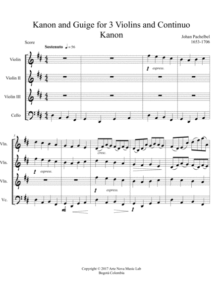 Kanon And Guige For 3 Violins And Continuo Page 2