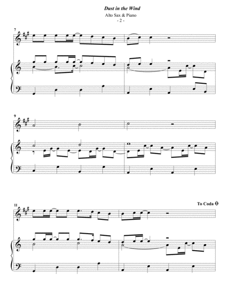 Kansas Dust In The Wind For Alto Sax Piano Page 2